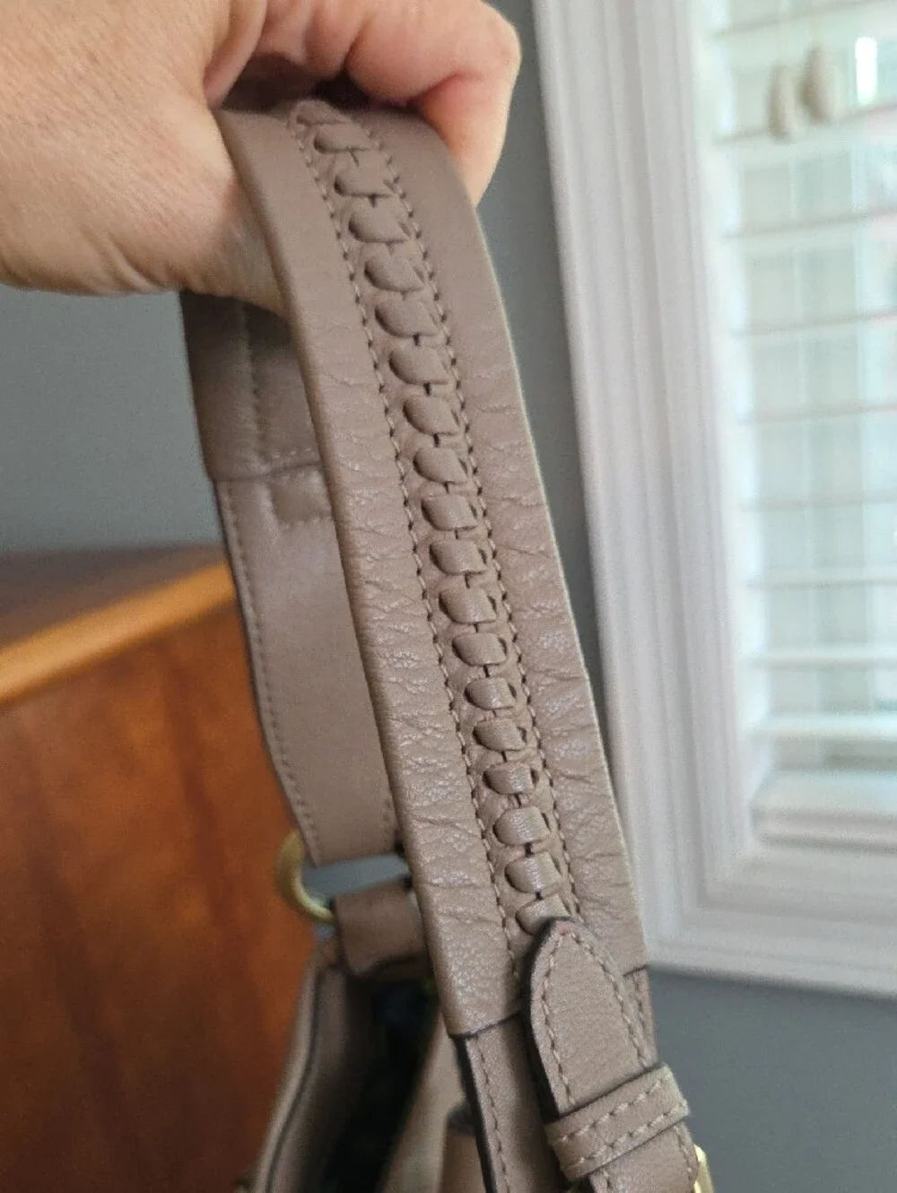 orYANY Taupe Gray Leather Hobo with Braided Tassel